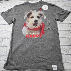 NWT Hallmark Channel Happy Dog T-shirt Gray Short Sleeve Unisex size Small